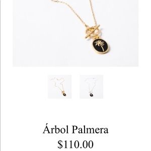 Espiritu Nativo necklace, gold w/ black enamel.